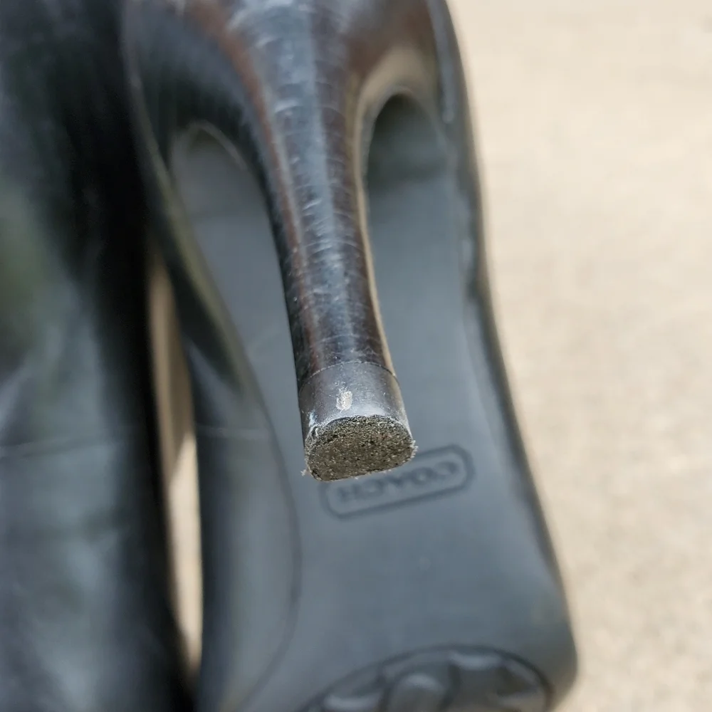Coach Bethie Black Nappa Leather and Suade Boots, Size 5